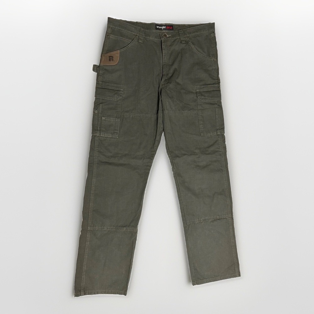 Wrangler Riggs Workwear Ranger Cargo Pants Olive Green Ripstop 38x36 3W060LD